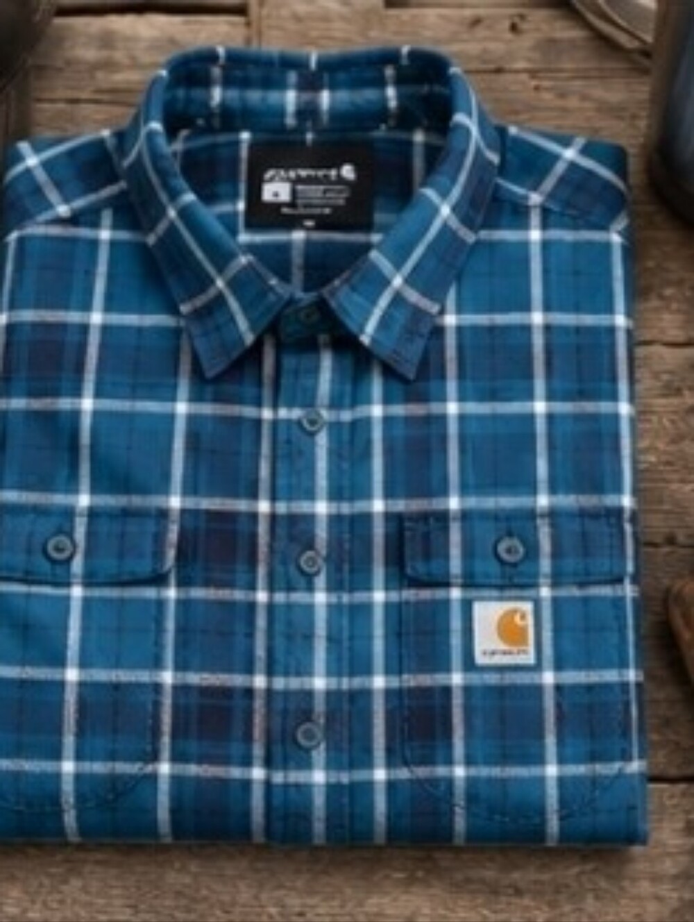 Carhartt Mens 2XL Relaxed Fit Plaid Short Sleeve Stretch Work Shirt TW5701-M